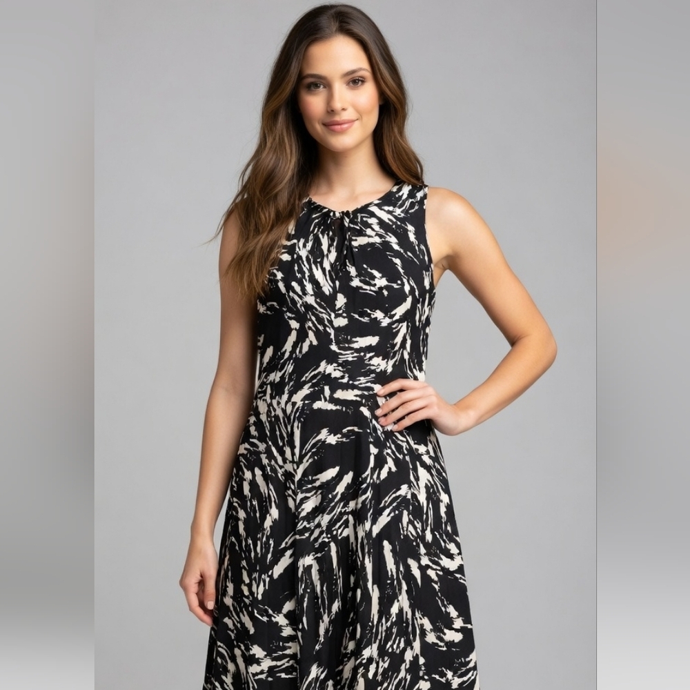 Express Black &White Sleeveless Patterened Polyester Party Dress Women's Size12